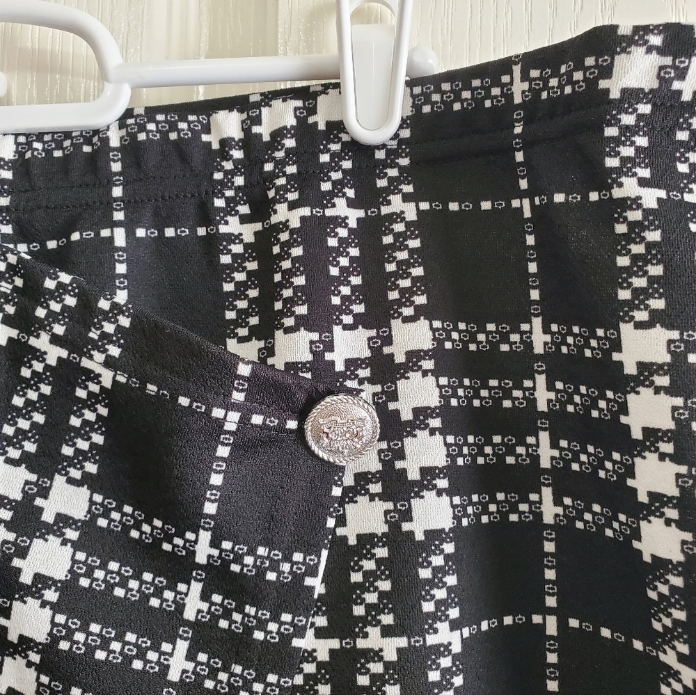 Black & White Plaid Y2K 90s Mini Skirt Size L/XL - Picture 2 of 5